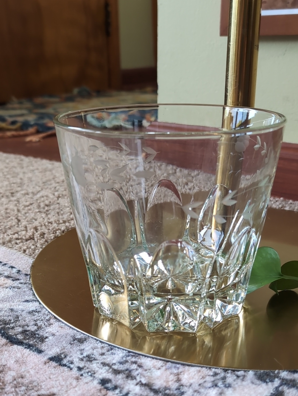 Vintage Princess House Heritage Crystal Ice Bucket Heavy Cut Glass Barware